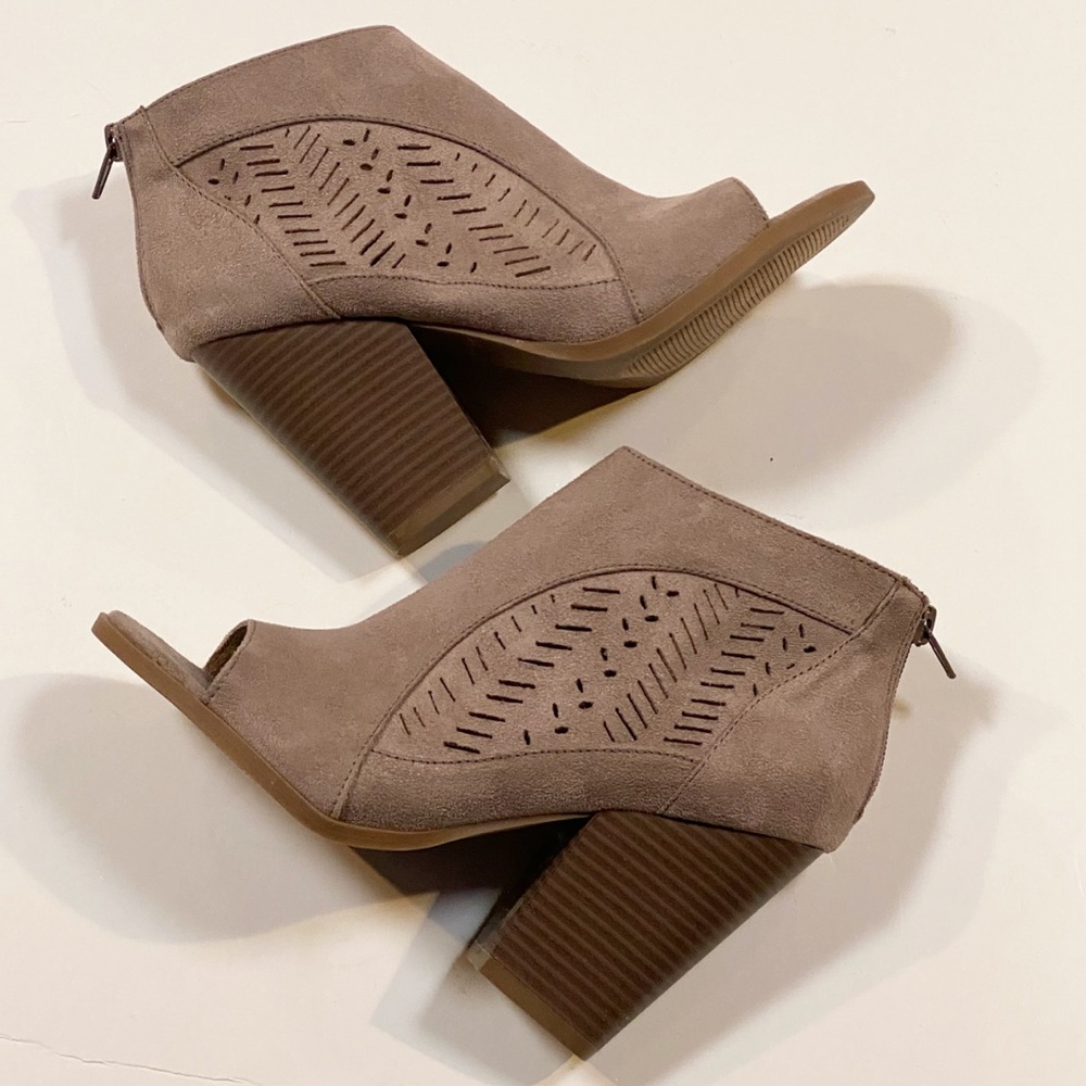 Not Rated Laser Cut Out Peep Toe High Heel Booties